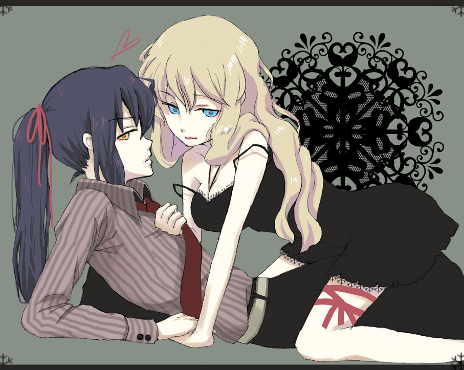 gapiko, saotome alto, sheryl nome, macross, macross frontier, 00s, 1boy, 1girl, blonde hair, blue eyes, blue hair, couple, hetero, necktie