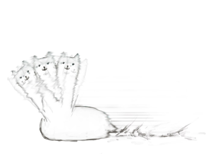 noja, original, afterimage, alpaca, animal, creature, llama, looking at viewer, motion blur, motion lines, no humans, running, simple background, speed lines, what, white background