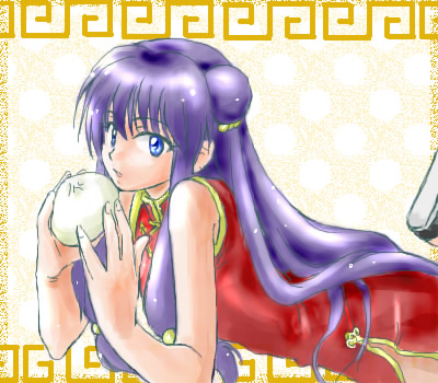 shampoo (ranma 1/2), ranma 1/2, lowres, tagme, purple hair, red eyes