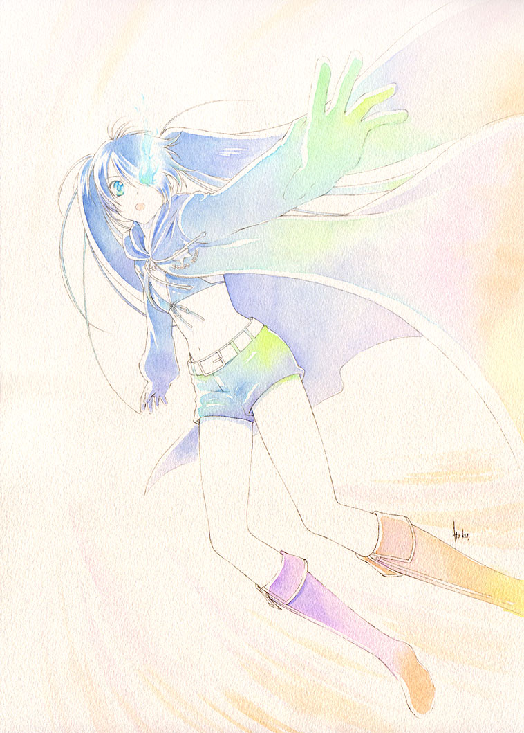 sion (laterna magica), black rock shooter (character), black rock shooter, bad id, bad pixiv id, traditional media, 10s, 1girl, female focus, solo