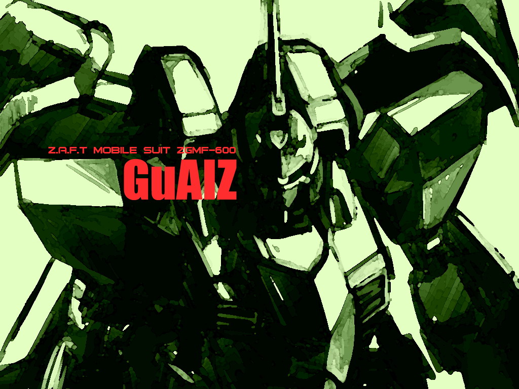 zhenlin, guaiz, gundam, gundam seed, bad id, bad pixiv id, 00s, character name, green theme, mecha, monochrome, no humans, robot, solo, spot color