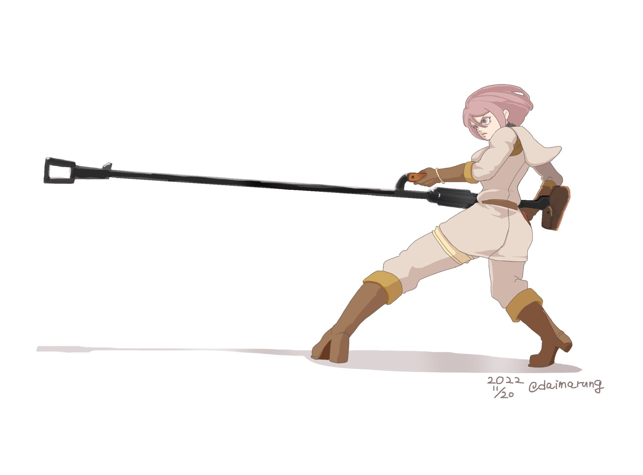 daimaru (s29y2c), whip (kof), the king of fighters, 1girl, brown eyes, brown hair, daimarung, military, pale skin, short hair, standing