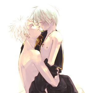 assassin (ragnarok online), priest (ragnarok online), ragnarok online, commentary request, lowres, 2boys, black coat, closed eyes, coat, cross, cross necklace, dated commentary, green hair, hug, jewelry, male focus, multiple boys, necklace, nipples, oomojiya, short hair, undressing, upper body, white hair, yaoi