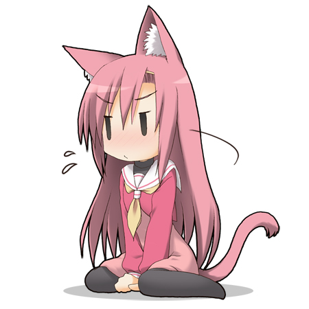 kohinata sora, katsura hinagiku, hayate no gotoku!, lowres, 00s, 1girl, animal ears, cat ears, cat tail, chibi, female focus, long hair, pantyhose, pink hair, school uniform, solo, tail, | |