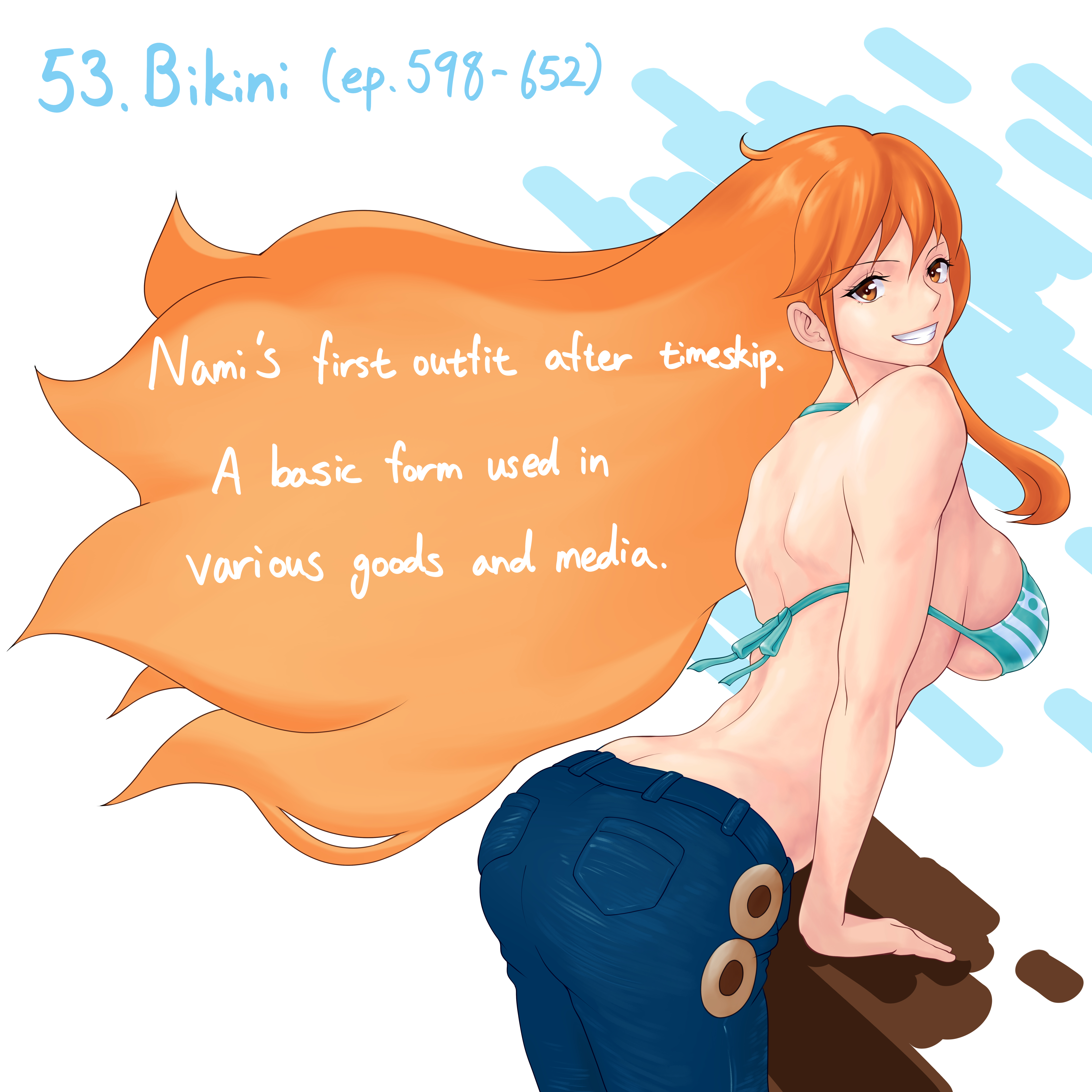 nami (one piece), one piece, 1girl, breasts, large breasts, long hair, orange hair