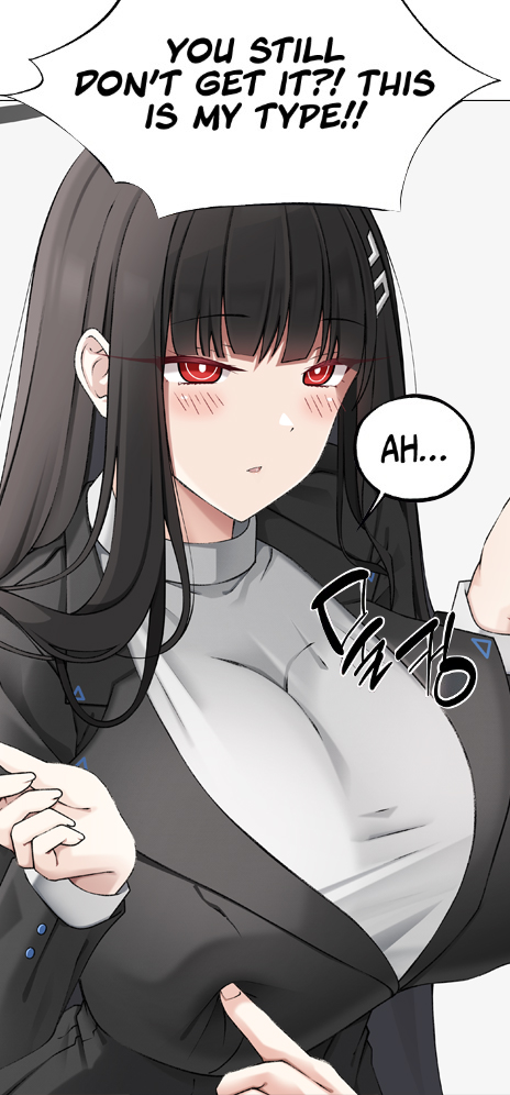 keenh, rio (blue archive), blue archive, 1girl, black hair, black jacket, blunt bangs, blush, breasts, cleavage, english text, eyebrows hidden by hair, eyelashes, hair ornament, hairclip, jacket, large breasts, long eyelashes, long hair, looking at another, out of frame, poking, poking another's breast, red eyes, shirt, sidelocks, simple background, sound effects, speech bubble, suit jacket, turtleneck, turtleneck shirt, upper body, white background, white shirt