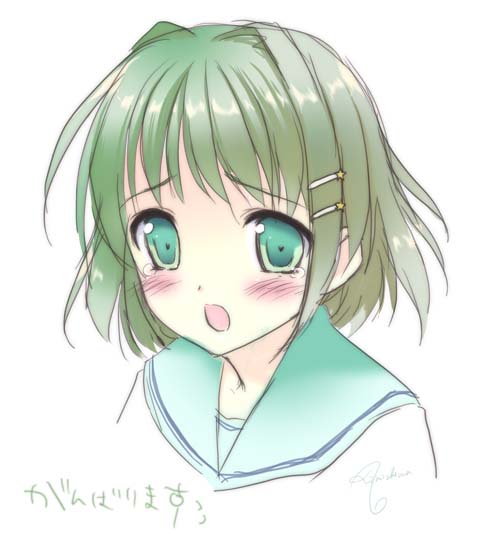 kimishima ao, original, tagme, blush, hair ornament, hairclip, school uniform, serafuku, solo