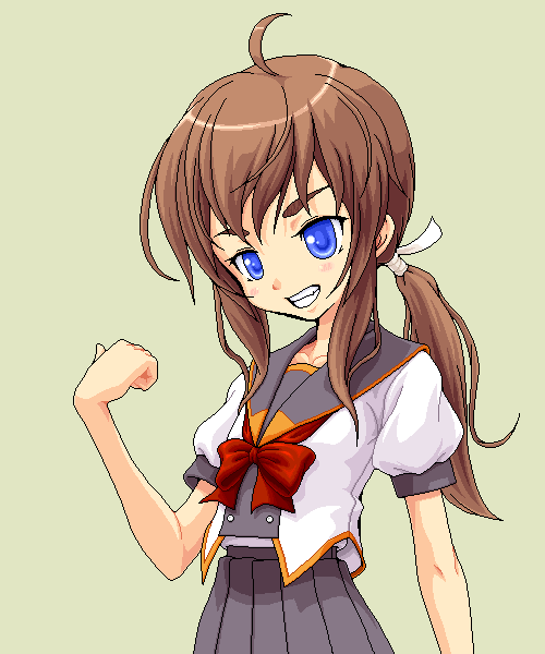 yuuki (silent moon), original, tagme, ahoge, ponytail, school uniform, serafuku, solo