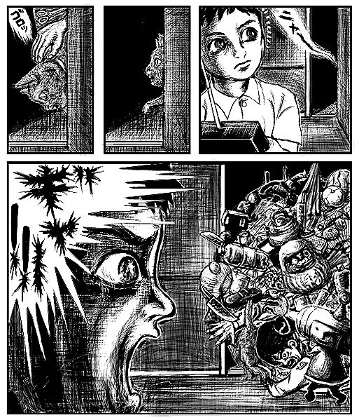 911 (1113), the prince, katamari damacy, 1boy, comic, greyscale, monochrome, parody, style parody, what