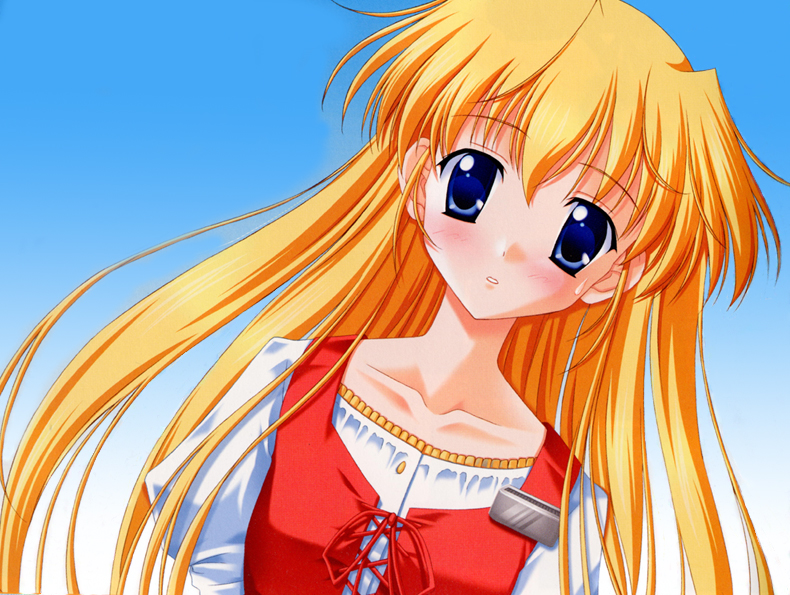 nanao naru, yoshino sakura, da capo, da capo i, 00s, 1girl, blonde hair, blue eyes, blush, female focus, long hair, solo