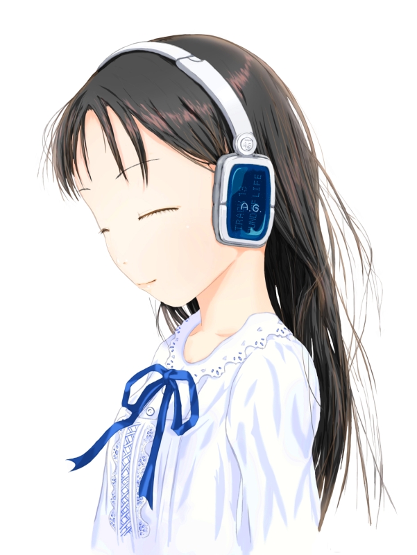 moyacy, original, tagme, black hair, closed eyes, headphones, solo