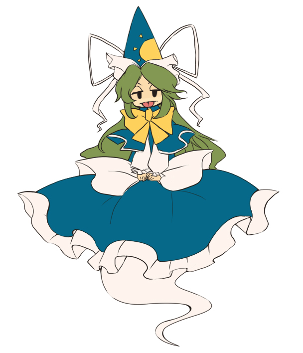 kadotarou, mima (touhou), mystic square, touhou, touhou (pc-98), bad id, bad pixiv id, 1girl, :p, bow, female focus, flat color, full body, green hair, hat, long hair, simple background, solo, tongue, tongue out, white background, wizard hat