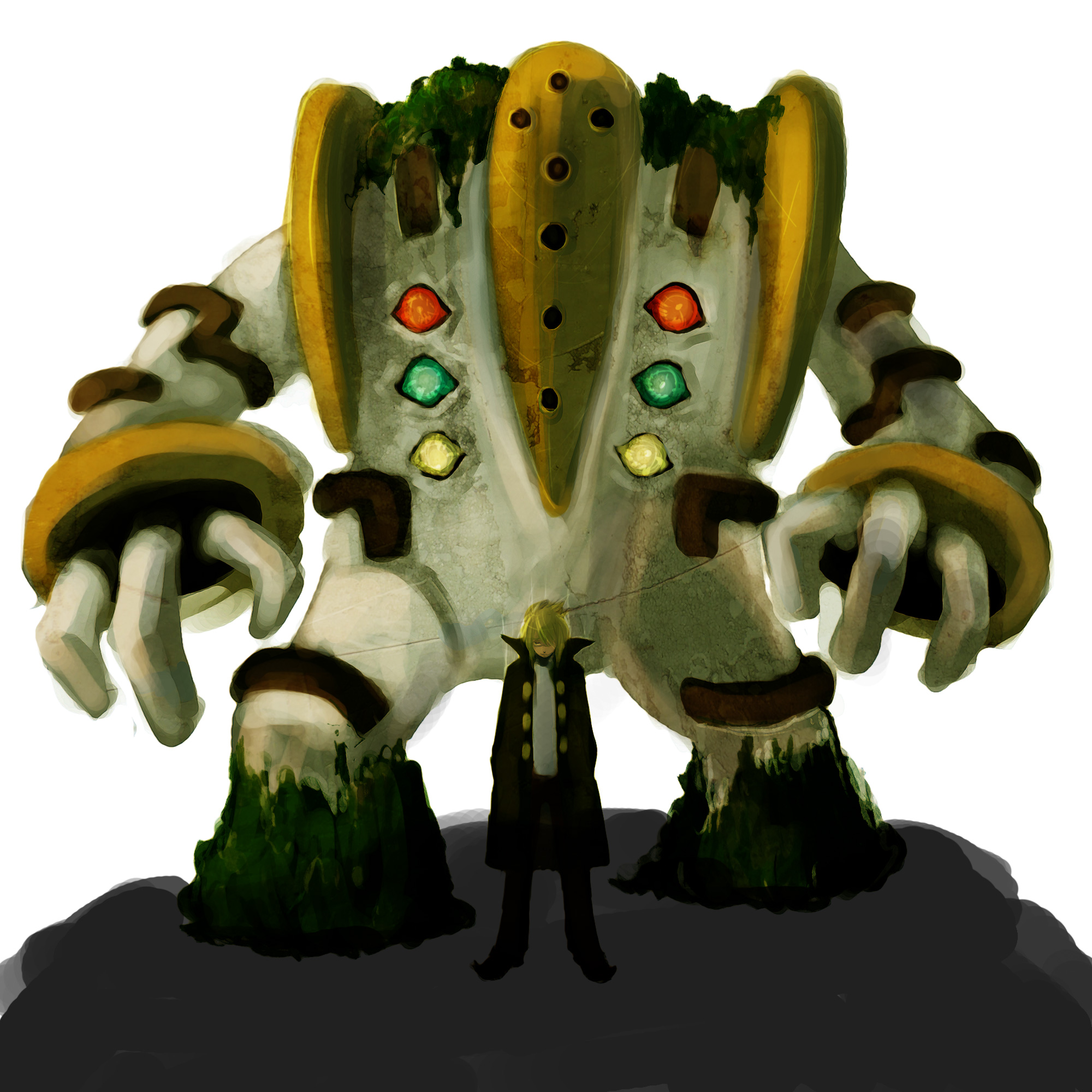 destroyb, palmer (pokemon), regigigas, nintendo, pokemon, bad id, bad pixiv id, highres, 00s, 1boy, blonde hair, coat, frontier brain, gen 4 pokemon, legendary pokemon, manly, pokemon (creature), short hair