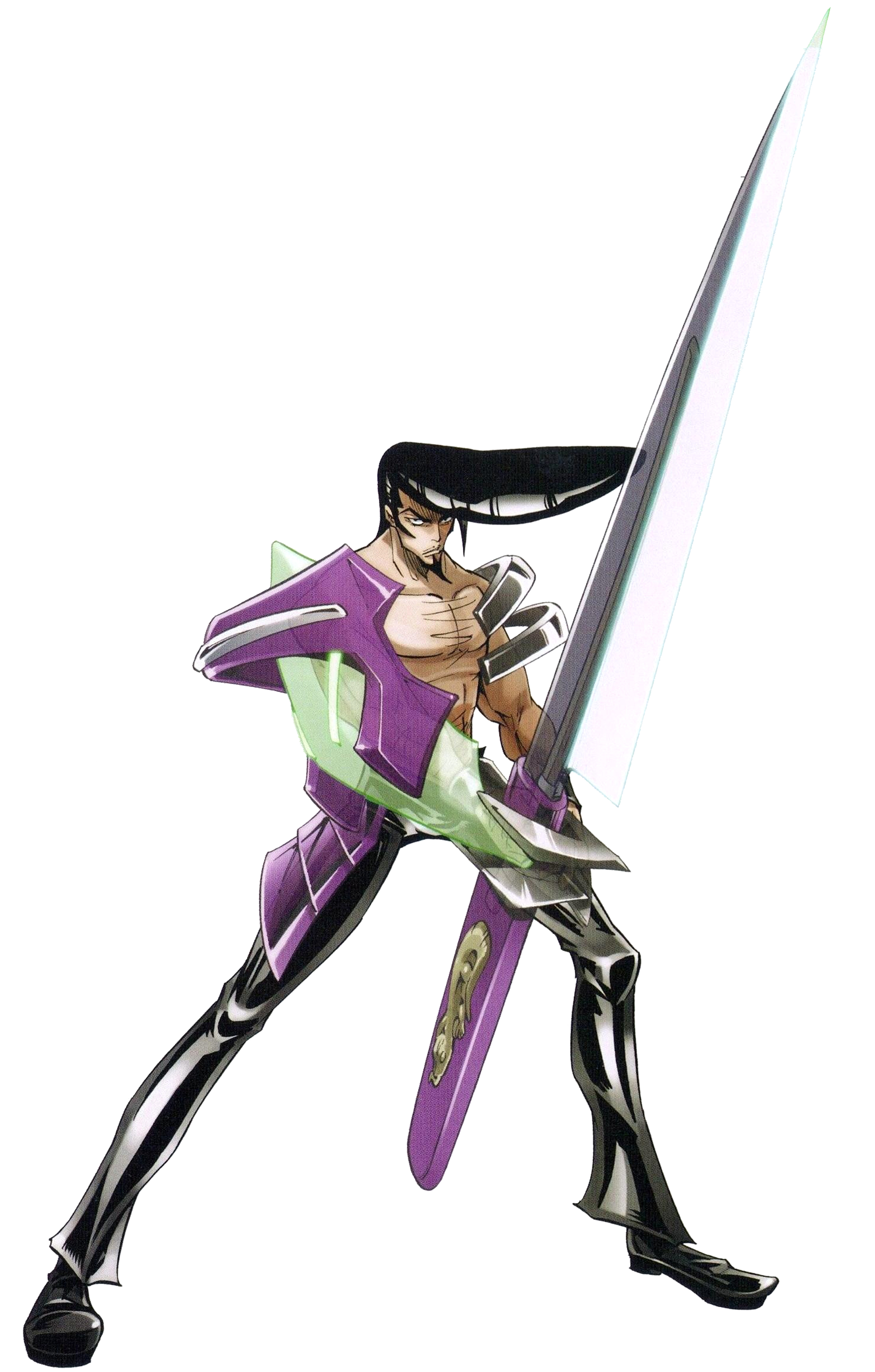 takei hiroyuki, tokagerou, umemiya ryuunosuke, shaman king, absurdres, highres, 1boy, armor, black hair, facial hair, goatee, knife, looking at viewer, male focus, oversoul koubaku, pompadour, solo, transparent background