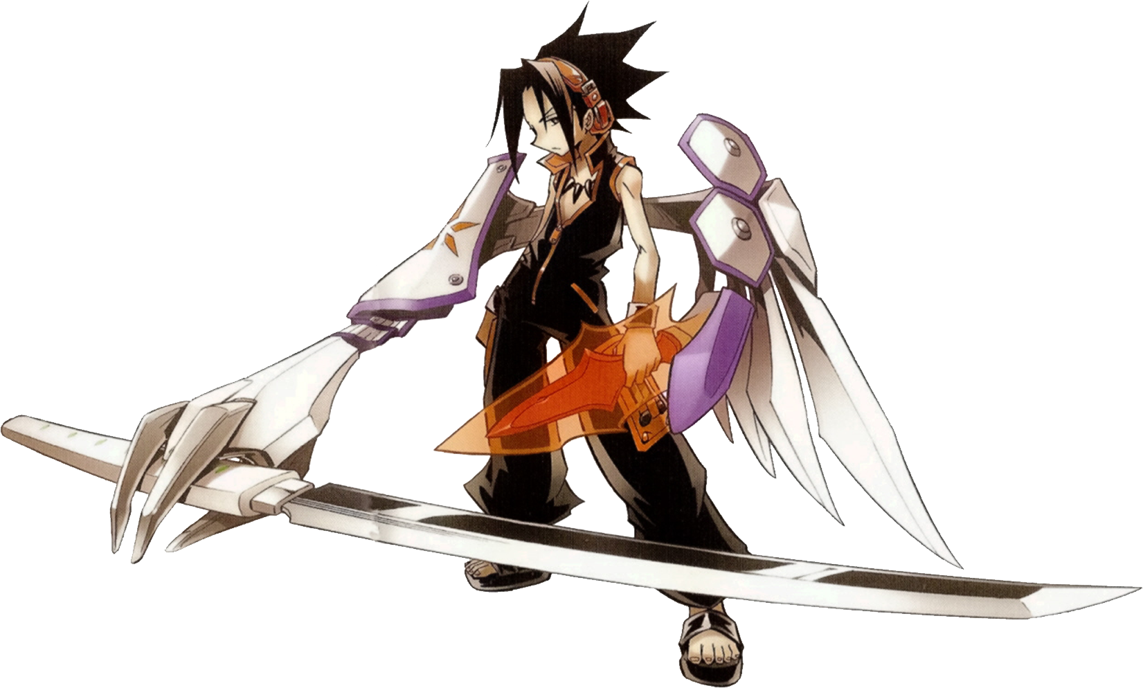takei hiroyuki, amidamaru, asakura yoh, shaman king, highres, armor, oversoul koubaku, transparent background