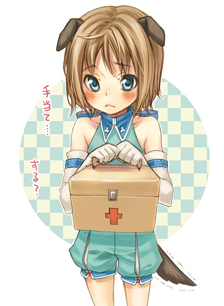 yuuryuu nagare, original, animal ears, blush, dog ears, dog tail, elbow gloves, gloves, solo, tail