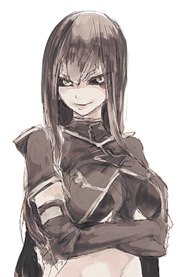 nomichuu, poko (ame), carly nagisa, yu-gi-oh!, yu-gi-oh! 5d's, bad id, bad pixiv id, 00s, 1girl, black sclera, breasts, colored sclera, dark signer, elbow gloves, female focus, gloves, long hair, monochrome, pink theme, simple background, smile, solo, white background