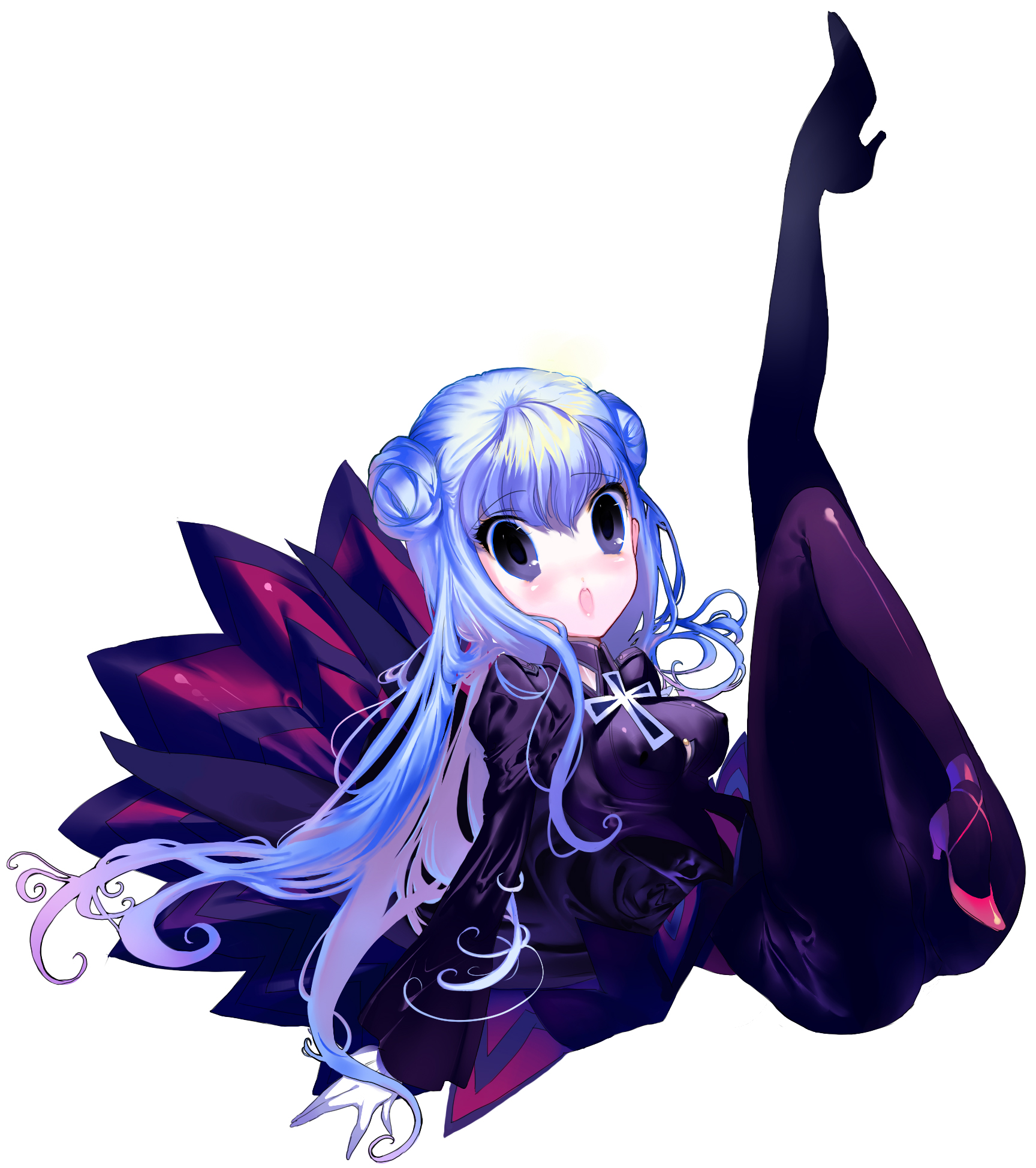 cosmos (the crying moon), sayuri (pixiv355386), galzoo island, bad id, bad pixiv id, highres, 1girl, black eyes, blue eyes, female focus, high heels, legs, long hair, pantyhose, shoes, solo, twintails