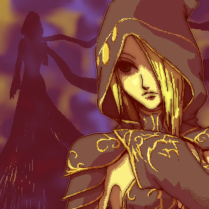 asato (artist), ellen (folkssoul), folkssoul, lowres, blonde hair, hood, long hair