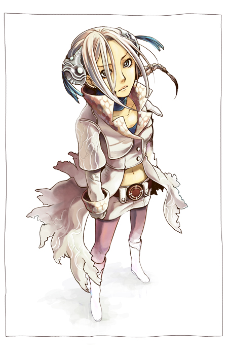 koyahara, ellen (folkssoul), folkssoul, belt, blonde hair, blue eyes, braid, long hair, skirt