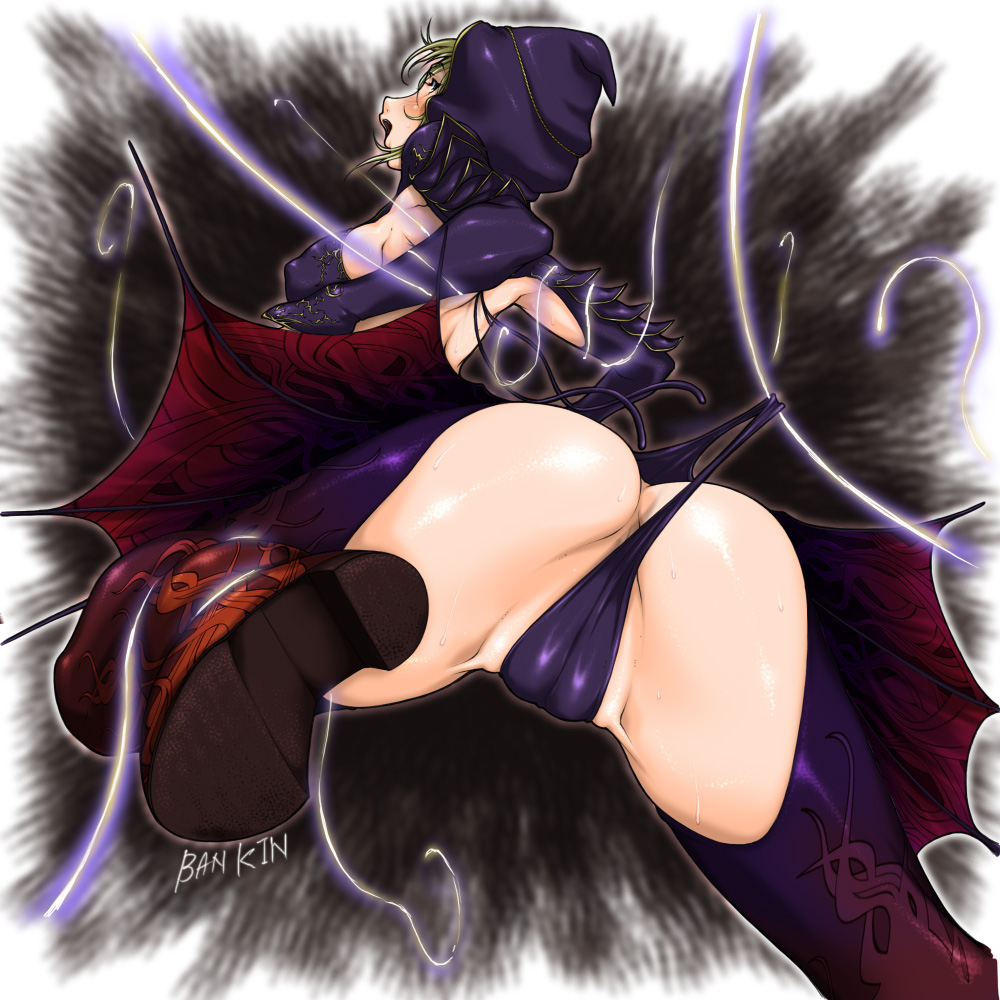 bankin, ellen (folkssoul), folkssoul, ass, bikini, blonde hair, blush, hood, sweat, swimsuit