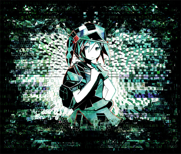 kuro (catcap), kamin, kawashiro nitori, touhou, bad id, bad pixiv id, 1girl, backpack, bag, female focus, green theme, randoseru, solo