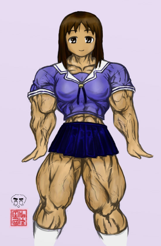 kasuga ayumu, azumanga daiou, tagme, muscular, school uniform