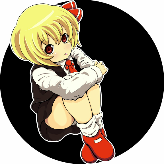 tsuttsu, rumia, embodiment of scarlet devil, touhou, bad id, bad pixiv id, 1girl, :p, blonde hair, female focus, full body, hair ribbon, mary janes, panties, red eyes, ribbon, shoes, short hair, sitting, solo, tongue, tongue out, underwear