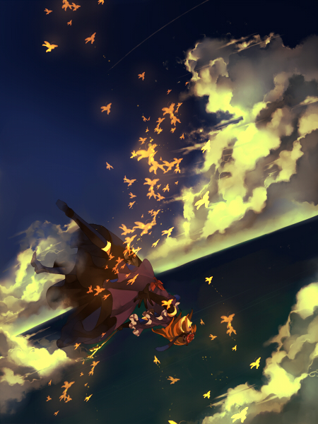 kireme, eva beatrice, umineko no naku koro ni, bad id, bad pixiv id, 00s, bug, butterfly, falling, insect, sky, solo