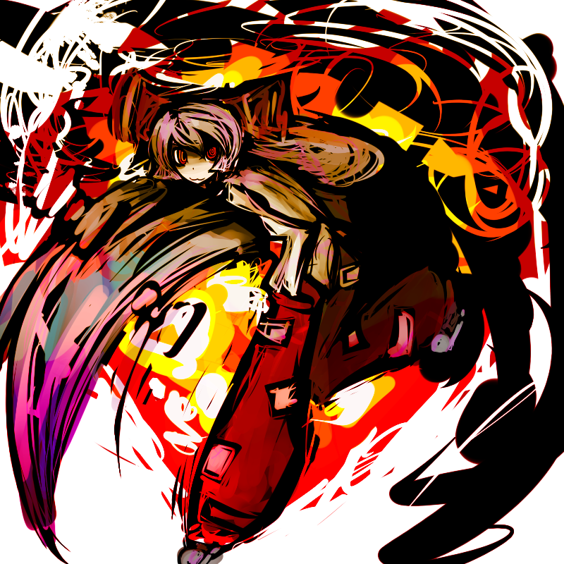 f7(eiki), fujiwara no mokou, touhou, bad id, bad pixiv id, 1girl, bow, female focus, hair bow, hands in pockets, long hair, red eyes, solo, suspenders, very long hair