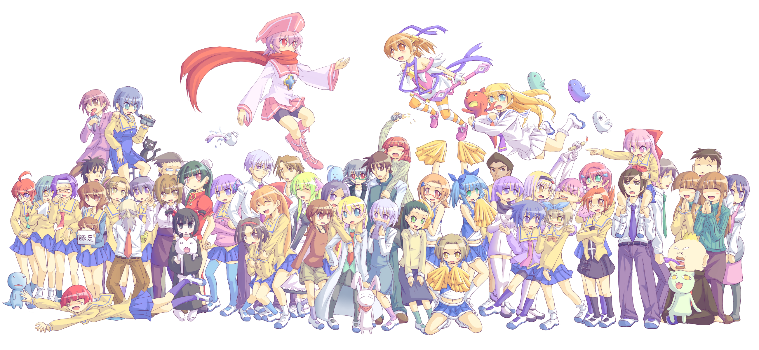 mendou saya, akiyama otome, behoimi, ichijou, igarashi miyuki, inugami tsurugi, kashiwagi yuuma, kashiwagi yuuna, katagiri himeko, kurusu yuzuko, media (pani poni), mesousa, miyata akira, momose kurumi, momose shu, nanjou misao, rebecca miyamoto, robokko, saitou chiwa, serizawa akane, shiratori suzune, suzuki sayaka, tachibana rei, uehara miyako, watanuki hibiki, yakubyougami, pani poni dash!, bad id, bad pixiv id, character request, highres, 00s, 6+boys, 6+girls, bad anatomy, blonde hair, everyone, multiple boys, multiple girls, pantyhose, poorly drawn, thighhighs