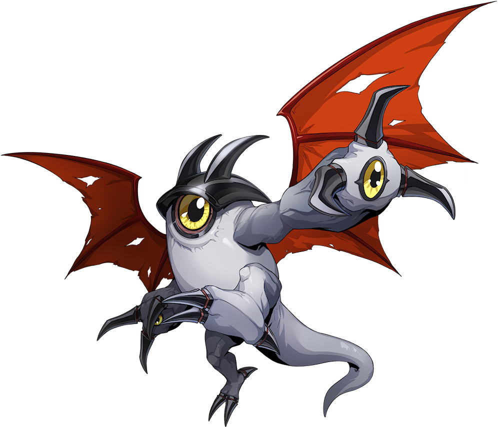 deathmon, bandai, digimon, digimon new century, official art, claws, demon, demon wings, digimon (creature), flying, horns, no humans, no mouth, simple background, solo, tail, transparent background, wings, yellow eyes