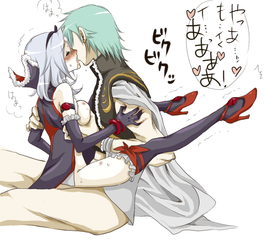 milk3go, eas (fresh precure!), higashi setsuna, nishi hayato, wester, wester (fresh precure!), fresh precure!, precure, silver hair, bad id, bad pixiv id, translation request, 00s, 1boy, 1girl, blush, breasts, clothed sex, earrings, french kiss, grabbing another's breast, green hair, groping, hetero, high heels, jewelry, kiss, large breasts, saliva, sex, shoes, short hair, sitting, text focus, thighhighs, tongue, vaginal