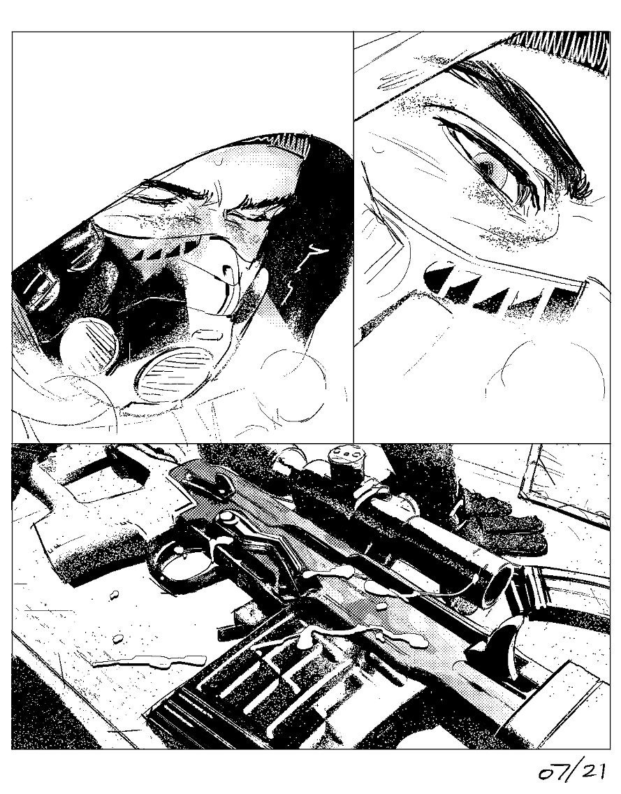 fukurau, stalker (game), stalker 2: heart of chornobyl, chinese commentary, commentary request, 1boy, closed eyes, greyscale, gun, hood, hood up, male focus, mask, monochrome, respirator, rifle, skif (stalker 2), sniper rifle, tears, vss vintorez, weapon