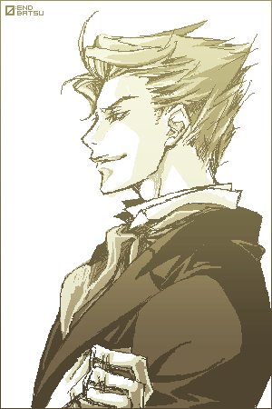 jeremiah gottwald, code geass, lowres, 00s, 1boy, ahoge, border, brown theme, closed mouth, crossed arms, from side, jacket, male focus, monochrome, profile, short hair, simple background, sketch, smirk, solo, upper body, white background