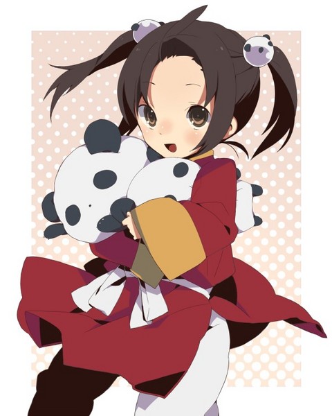 hidakarumen, china (hetalia), axis powers hetalia, bad id, bad pixiv id, 00s, 1boy, cowboy shot, crossdressing, crossdressing (mtf), hair ornament, long sleeves, male focus, panda, short twintails, smile, solo, stuffed animal, stuffed panda, stuffed toy, trap, twintails