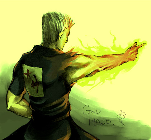 alia (artist), gene (god hand), capcom, god hand, lowres, coat, grey hair, short hair, trench coat