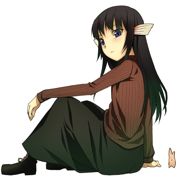 ikura hato, original, 1girl, black hair, blue eyes, female focus, full body, long hair, long skirt, simple background, skirt, solo, white background