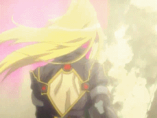 tachibana mizuki, choujuushin gravion, gravion zwei, animated, animated gif, lowres, ass, backless pants, blonde hair, blue eyes, bodysuit, breasts, cleavage, covered erect nipples, firing, gun, handgun, huge breasts, pistol, ponytail, qvga, weapon