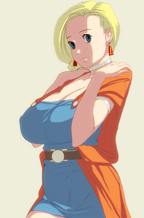 kouno (masao), bianca (dq5), dragon quest, dragon quest v, square enix, bad id, bad pixiv id, 1girl, blue eyes, breasts, cowboy shot, earrings, female focus, huge breasts, jewelry, solo