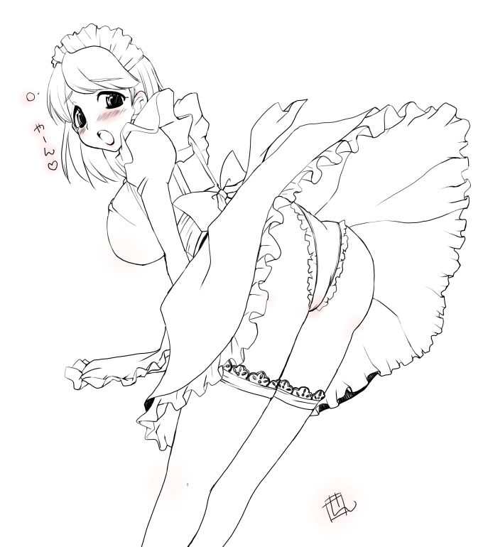 yuusei honpo, yuuseihonnpo, anegasaki nene, love plus, 1girl, blush, clothes lift, female focus, headdress, maid, panties, pantyshot, short hair, skirt, skirt lift, solo, thighhighs, underwear