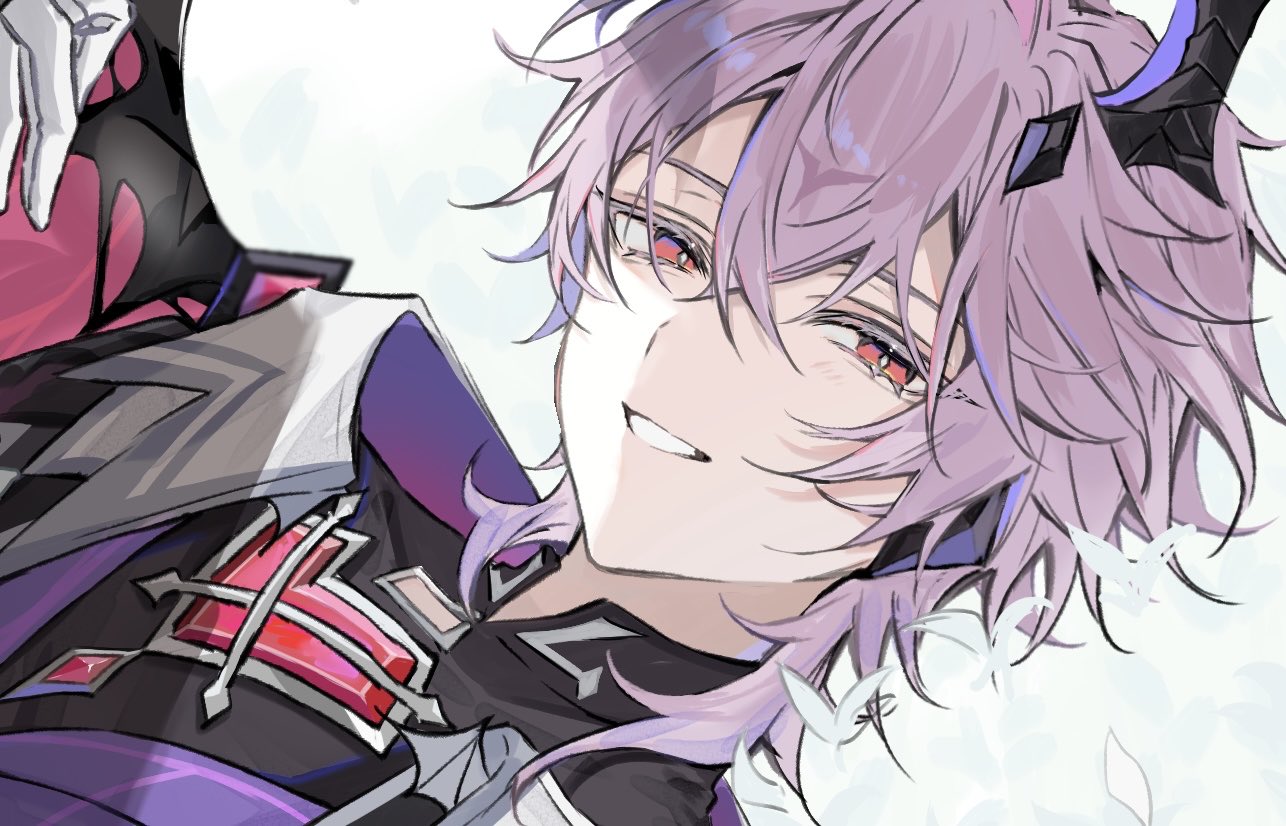 azero a0, mini durin (genshin impact), mini durin (human) (genshin impact), genshin impact, dragon boy, dragon horns, dragon wings, gloves, horns, looking at viewer, smile, teeth, white background, white gloves, wings