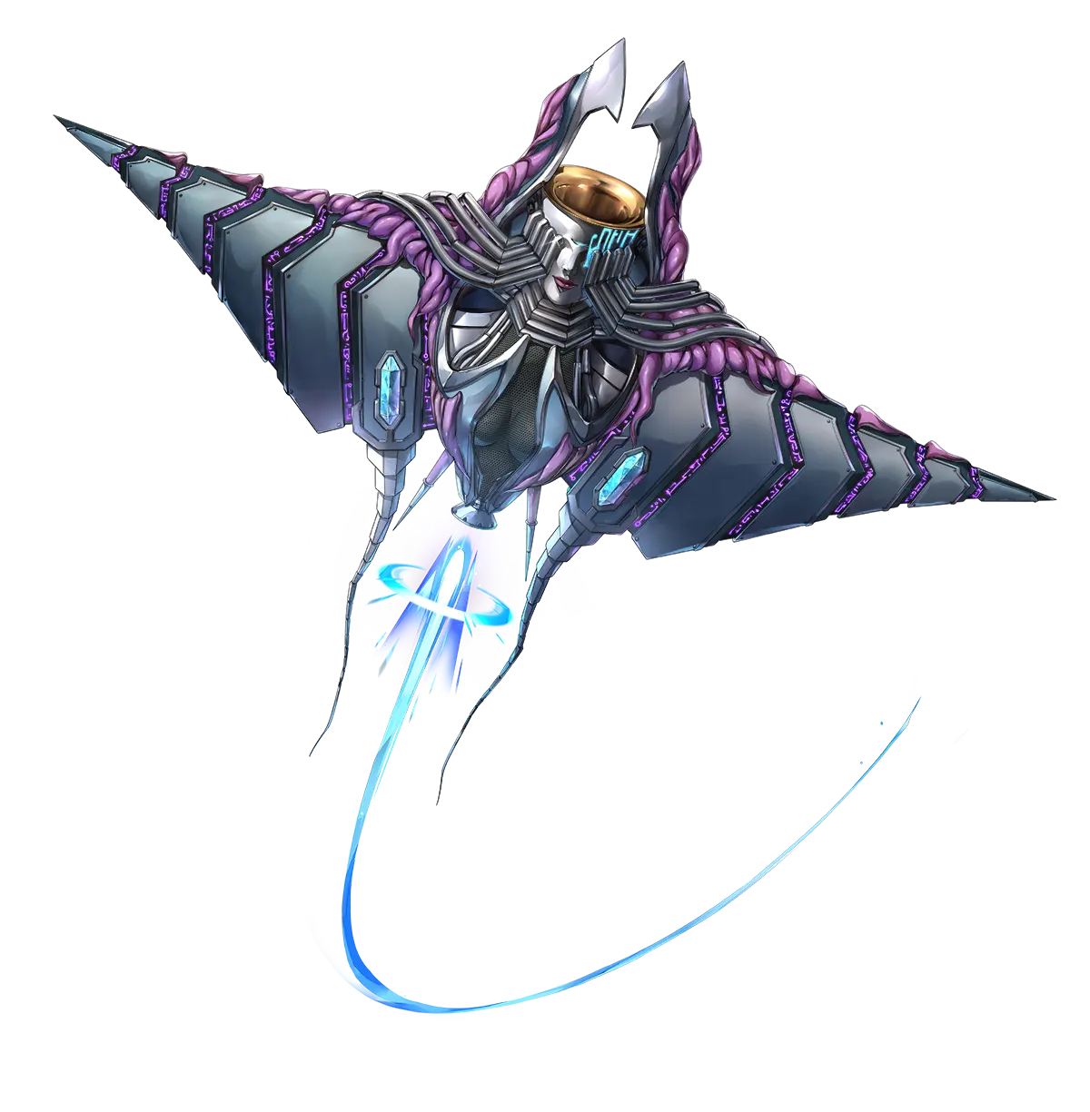 persona, persona 5, persona 5: the phantom x, artist request, highres, official art, third-party source, ampelos (persona), breasts, closed mouth, full body, manta ray, no humans, persona (summon), solo, transparent background