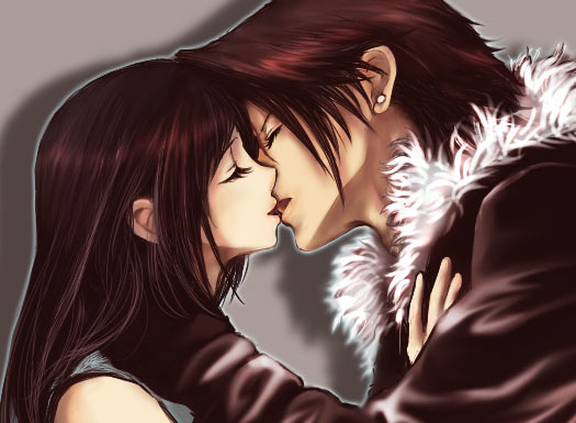 co-ro, rinoa heartilly, squall leonhart, final fantasy, final fantasy viii, spoilers, 1990s (style), 1boy, 1girl, brown hair, closed eyes, couple, earrings, hetero, jewelry, kiss