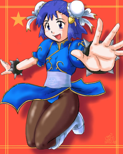 dawn (pokemon), capcom, nintendo, pokemon, street fighter, lowres, 1girl, blush, china dress, chinese clothes, chun-li (cosplay), cosplay, dress, female focus, smile, solo