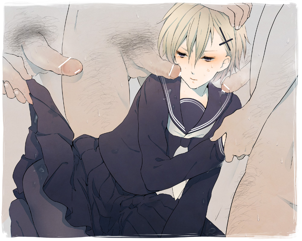 etomai, norway (hetalia), axis powers hetalia, bad id, bad pixiv id, 00s, 5boys, angry, black pantyhose, blonde hair, blue eyes, blush, censored, cheek poking, clothes lift, cross, crossdressing, crossdressing (mtf), cum, cum in mouth, cum on clothes, cum string, foreskin, gangbang, group sex, hair ornament, hairclip, hand on another's head, handjob, imminent rape, kneeling, male focus, multiple boys, neckerchief, pantyhose, penis, penis on face, pointless censoring, poking, rape, school uniform, serafuku, short hair, skirt, skirt lift, solo focus, sweat, swept bangs, tears, trap, yaoi, you gonna get raped