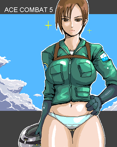 kei nagase, ace combat, ace combat 5, namco, pilot suit, lowres, tagme, oekaki, panties, underwear