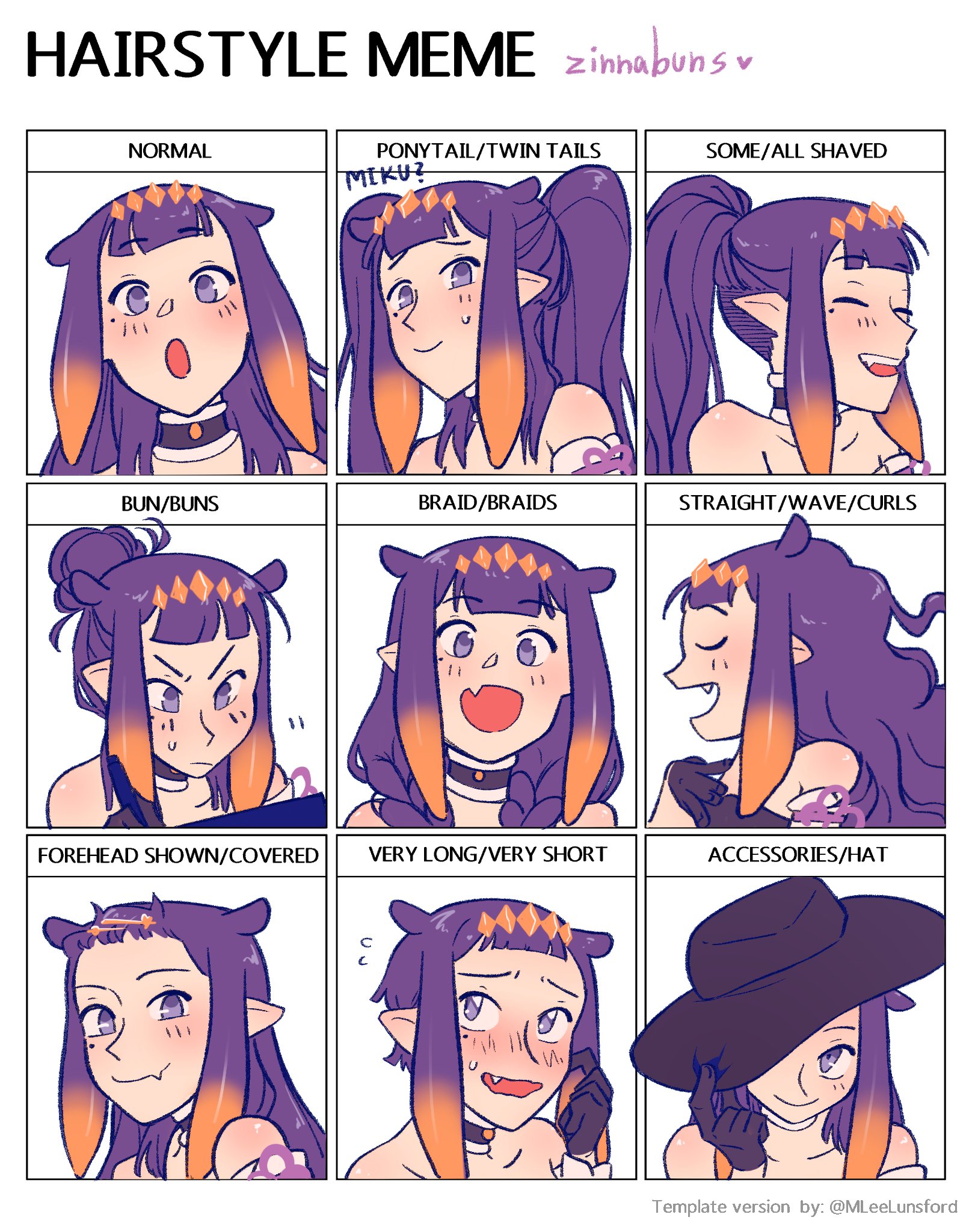 zinnabuns, ninomae ina'nis, hololive, hololive english, commentary, english commentary, highres, 1girl, :o, adjusting clothes, adjusting headwear, alternate hair length, alternate hairstyle, artist name, bare shoulders, black gloves, black hat, blonde hair, blunt bangs, braid, choker, closed mouth, collarbone, drawing tablet, english text, eyelashes, fang, flying sweatdrops, forehead, from side, gloves, gradient hair, hair bun, hand on own chest, hat, headpiece, heart, holding, holding stylus, long hair, mole, mole under eye, multicolored hair, multiple views, nervous, one eye covered, open mouth, pointy ears, ponytail, portrait, purple choker, purple eyes, purple hair, purple ribbon, ribbon, short hair, short hair with long locks, sidelocks, simple background, single hair bun, skin fang, stylus, sweatdrop, tentacle hair, twin braids, twintails, undercut, v-shaped eyebrows, very short hair, virtual youtuber, wavy hair, white background, wide brim