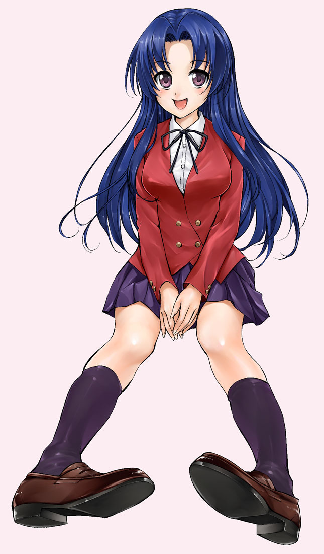 maruyama, kawashima ami, toradora!, 00s, blue hair, long hair, school uniform, sitting, solo