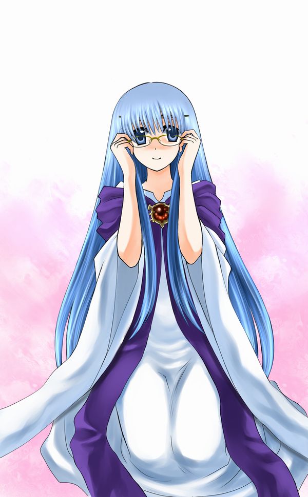 bo (774berry), julia (fire emblem), fire emblem, fire emblem: genealogy of the holy war, nintendo, light purple hair, bespectacled, blush, circlet, dress, glasses, kneeling, long hair, purple eyes, purple hair, smile, solo